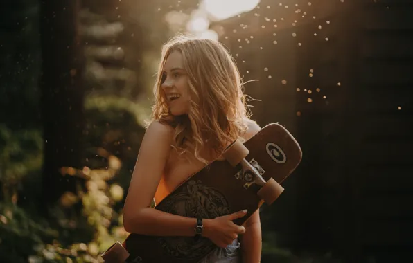 Girl, face, smile, mood, hair, skate, Albina Ponomareva