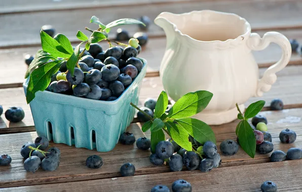 Picture berries, blueberries, jug