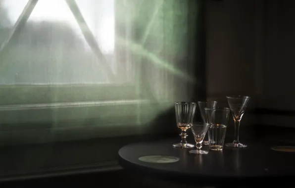 Table, window, glasses