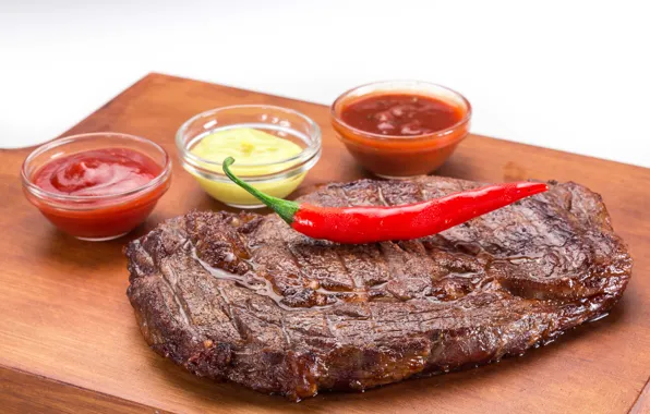 Meat, pepper, sauce, steak
