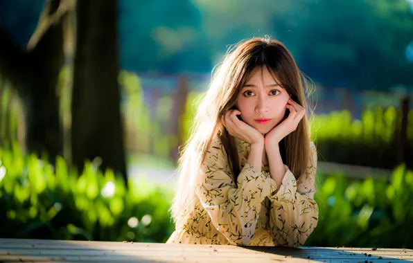 Picture look, girl, hair, Asian, cutie, bokeh