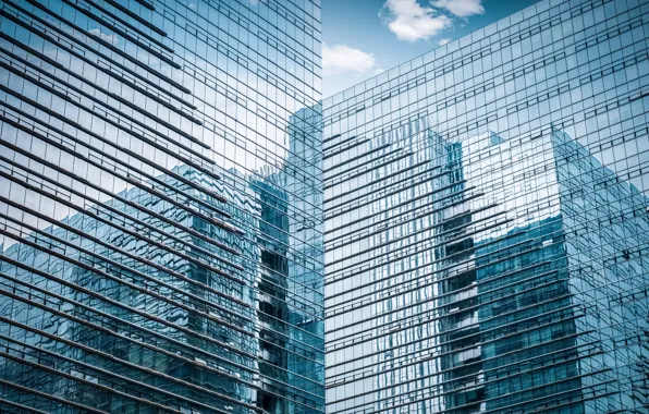 Picture glass, the city, reflection, the building, skyscraper