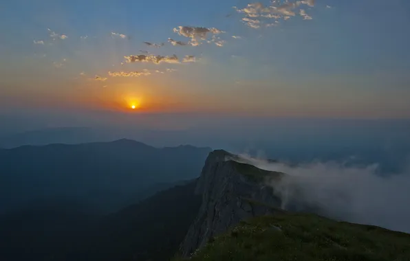 Picture sunset, mountain, The Caucasus, Big Thach