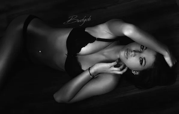 Look, girl, sexy, body, piercing, b/W, lips, the temptation