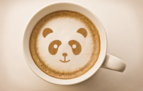 Picture background, figure, coffee, Panda, mug, foam