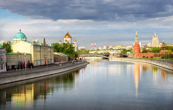 Picture bridge, river, Moscow, channel, Russia, rivers, Moscow