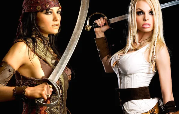 Look, model, brunette, pirate, blonde, saber