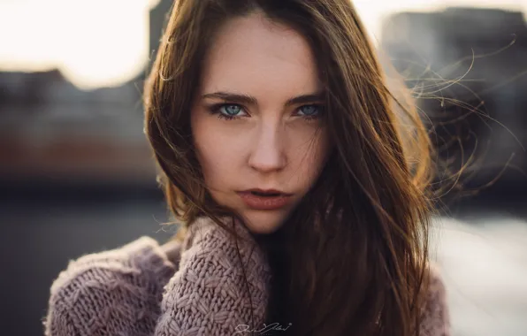 Picture look, girl, pose, model, portrait, makeup, hairstyle, brown hair