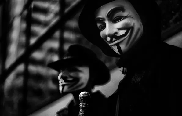 Picture photo, background, the film, Wallpaper, mask, h\b, character, V for Vendetta