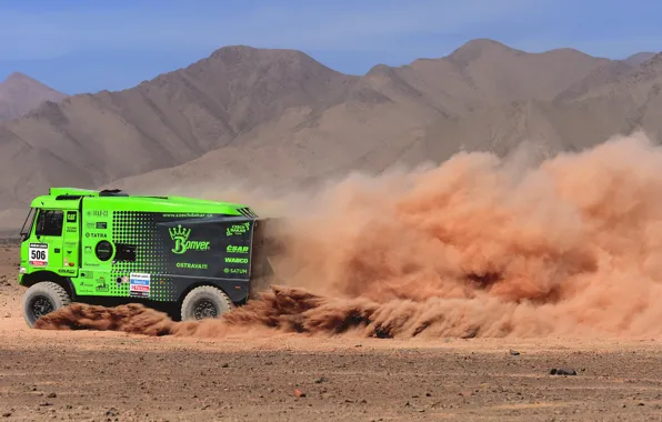 Picture Dust, Sport, Desert, Green, Truck, Race, Heat, Rally
