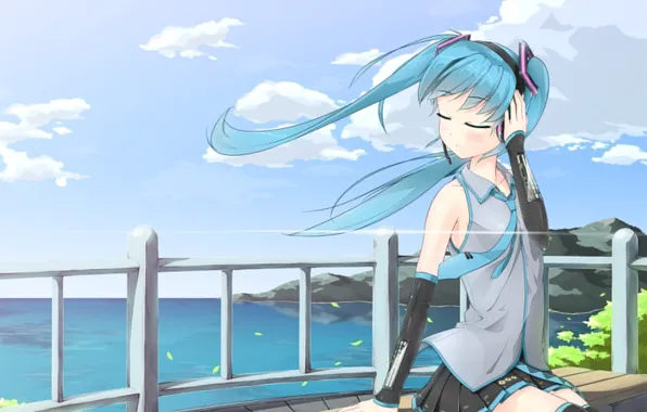 Headphones, vocaloid, Vocaloid, miku hatsune, Miku Hatsune