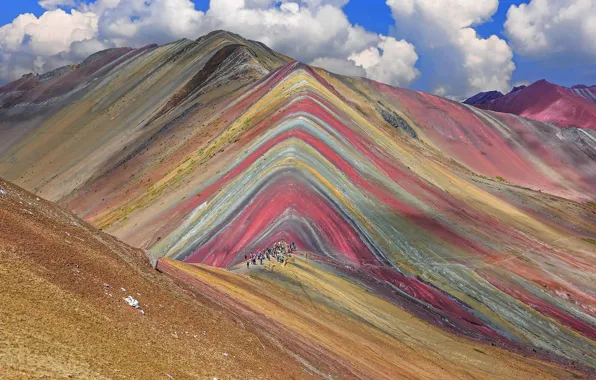 Picture Peru, tourists, Rainbow mountain, Vinichenko, Montaña de Colores