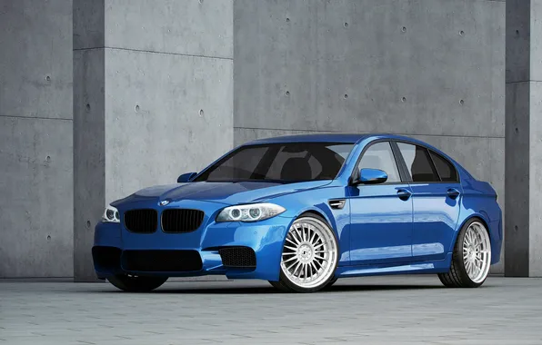 Blue, bmw, BMW, shadow, wheels, drives, side view, blue