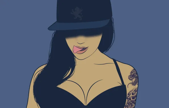 Language, chest, girl, cap, lilac, hip hop