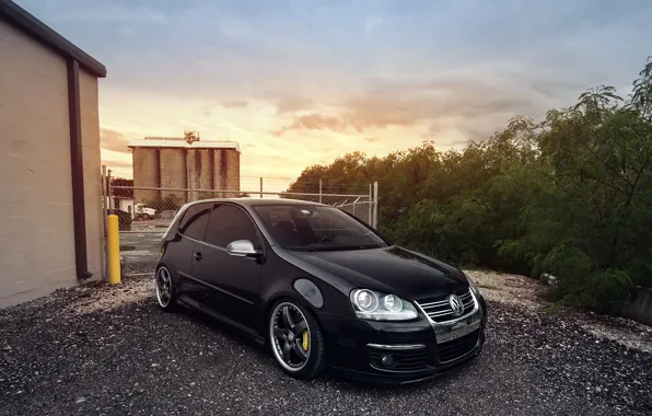 Black, golf, stance, mk5, Volkswagtn, fronte