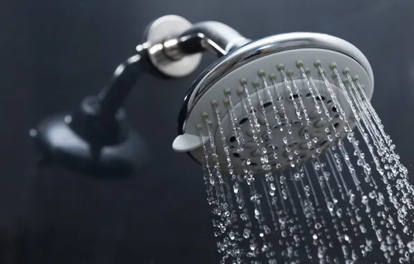 Metal, water, shower, water droplets