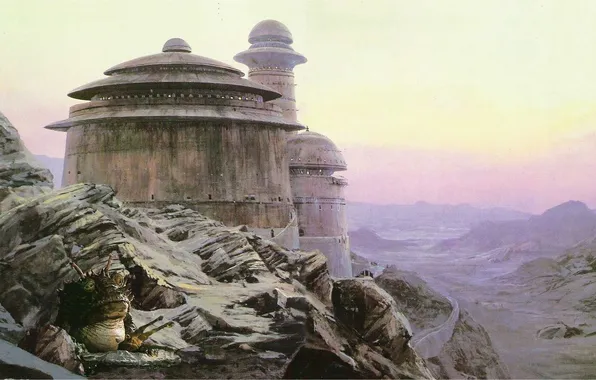 Mountains, desert, Star Wars, fortress, Tatooine, Jaba