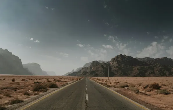 Picture road, the sky, freedom, clouds, landscape, mountains, nature, the steppe