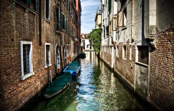 Street, building, boats, Italy, Venice, channel, Italy, street