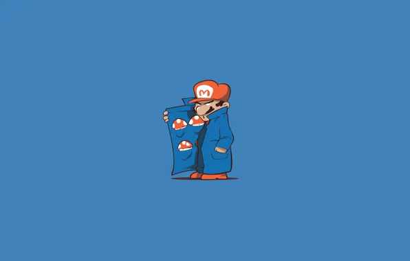 Picture Minimalism, The game, Style, Mushrooms, Mario, Background, Art, Mario