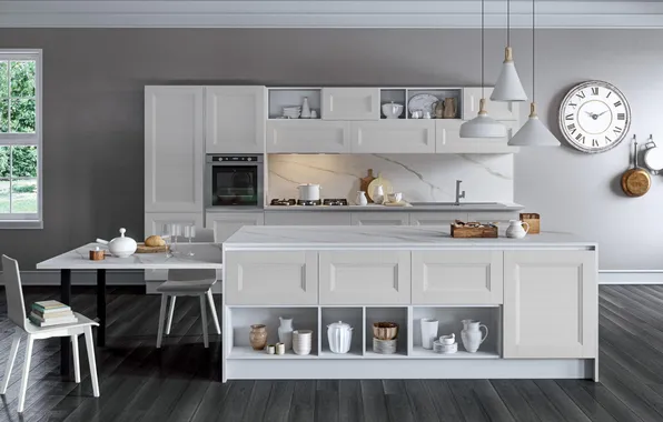 Style, Villa, interior, Italy, kitchen, dining room, dining area, Italian design
