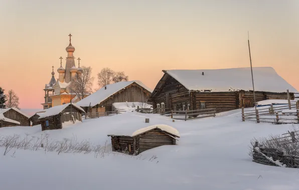 Village, temple, Arkhangelsk oblast, Kimzha, Mezensky district