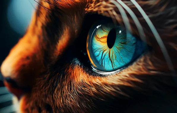 Cat, eyes, cat, look, eyes, face, digital art, AI art