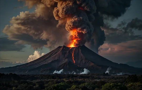 Landscape, nature, ash, the volcano, the eruption, lava