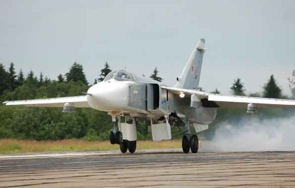 Picture bomber, landing, Su-24, Fencer, Swordsman, on the ground