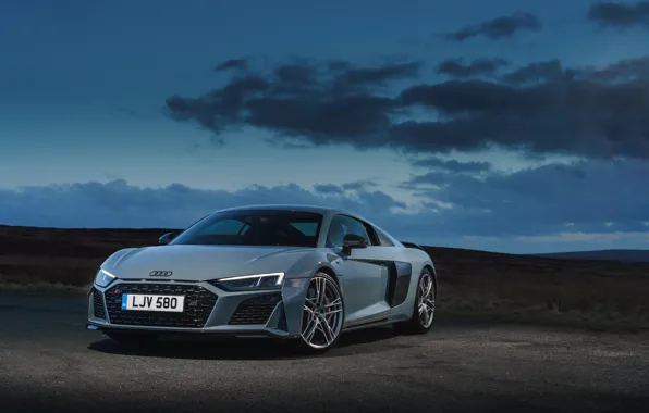 Audi, the evening, Audi R8, twilight, V10, UK-spec, performance, 2019