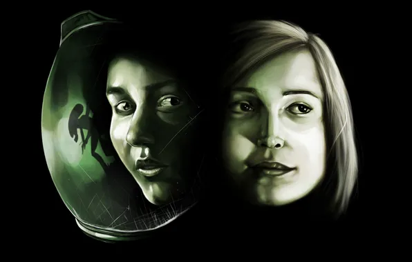 Picture girls, face, fan art, Alien: Isolation, Alien: Isolation, ksushow