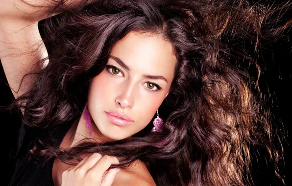 Eyes, look, girl, pose, background, hair, hand, earrings