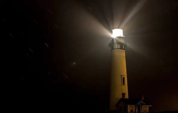 Picture light, night, house, rain, lighthouse, tower, the shower, signal