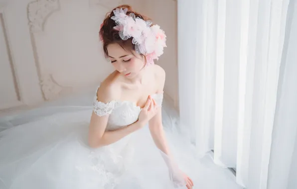 Picture girl, face, background, dress, East