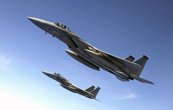 The sky, flight, F-15