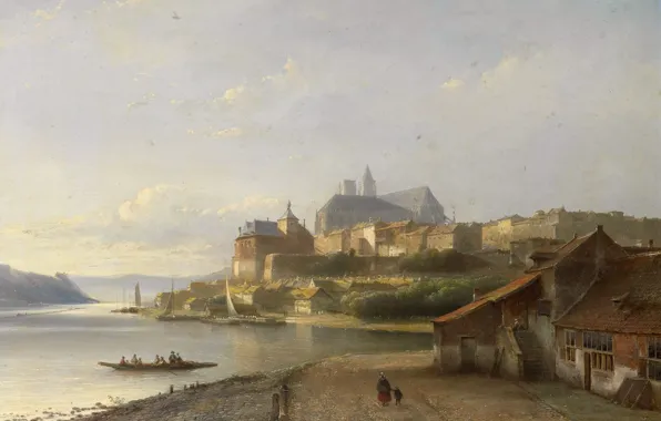 Picture landscape, oil, picture, Caspar Carsen, Rhine-Fantasy