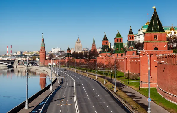 Moscow, The Kremlin, Russia, promenade, capital, The Kremlin wall