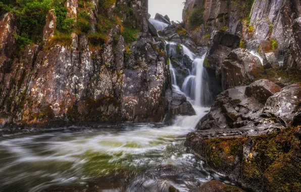 Picture stream, stones, rocks, waterfall, Wales