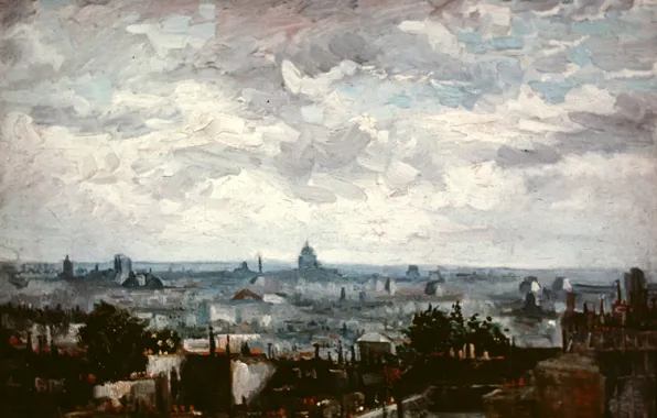 Picture Vincent van Gogh, View of the Roofs of Paris, view of the city