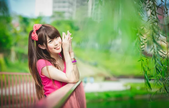 Picture smile, tongue, Oriental girl