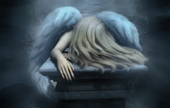 Picture sadness, mood, hair, wings, angel