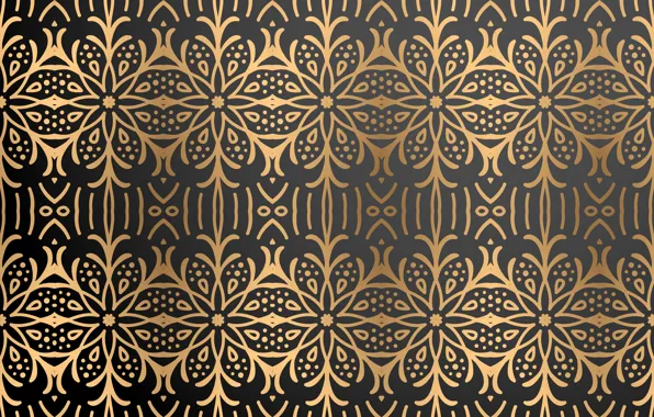 Picture gold, pattern, texture, black background, gold, ornament, background, color