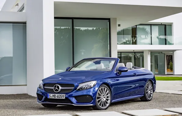 Blue, Mercedes-Benz, convertible, Mercedes, AMG, AMG, Cabriolet, C-Class
