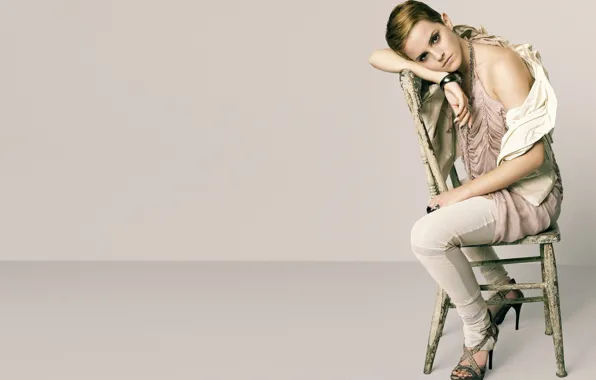 Picture look, model, actress, chair, beautiful, Emma Watson, Emma Watson, sitting