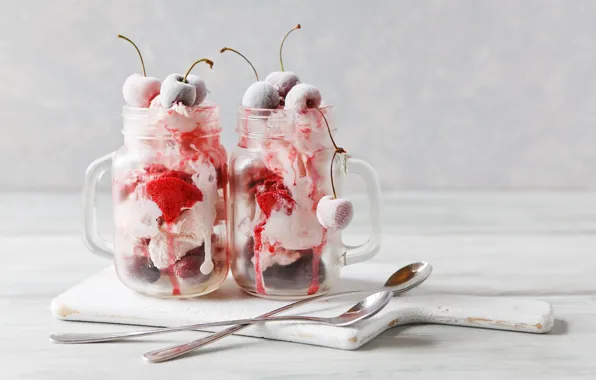Cherry, ice cream, mug, dessert