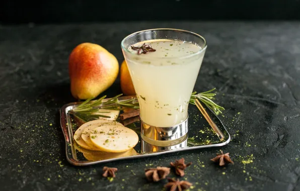 Juice, drink, fruit, pear, rosemary, anise star