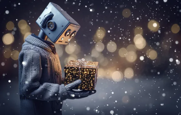 Fiction, gift, robot, Christmas, New year, cyborg, cyberpunk, Android