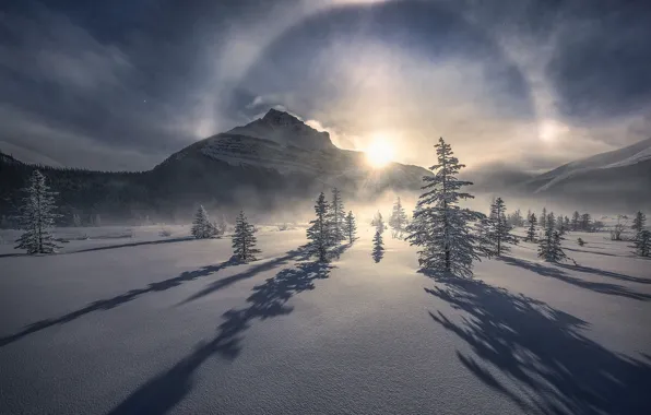 Winter, Snow, Mountain, Shadows