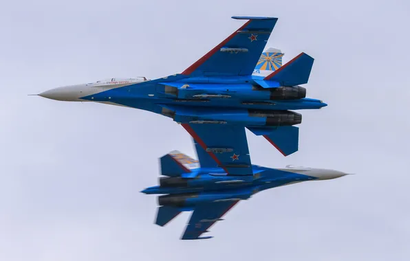 Picture fighters, flight, Su-27, Russian Knights