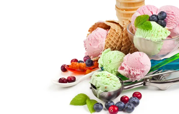 Berries, blueberries, ice cream, dessert, waffles, blueberry, dessert, ice cream